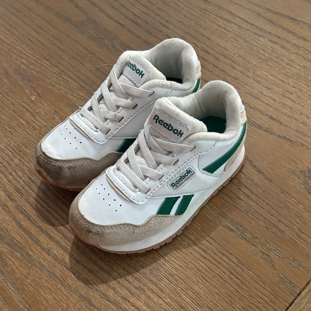 Reebok Kids Sneakers in White and Green Accents